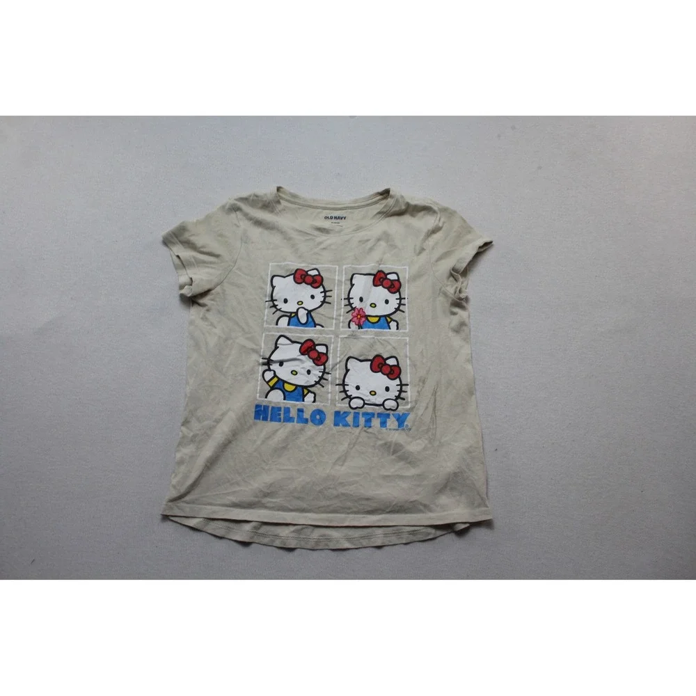 Old Navy Graphic Tee Girls Extra Large Tan Good Hello Kitty Sanrio Short Sleeve